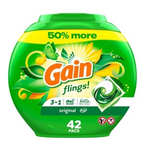 Gain Flings Original Scent HE Compatible Laundry Detergent Soap Pacs - 1 of 4