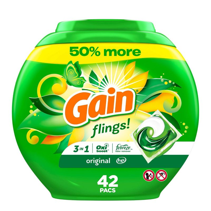 Gain Flings Original Scent HE Compatible Laundry Detergent Soap Pacs, 1 of 15