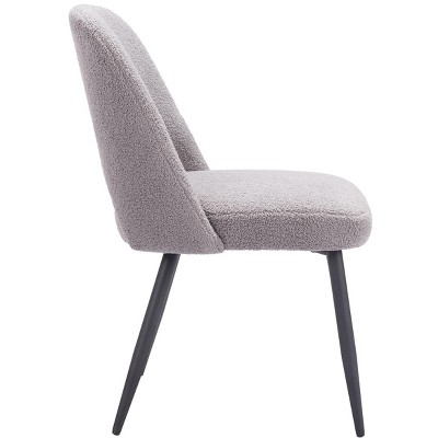 Gray Velvet Upholstered Side Chair with Metal Legs