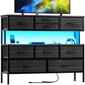 Hausource 9 Drawer Dresser 55" TV Stand Chest of Drawers with Charging Station, LED Light - 1 of 4