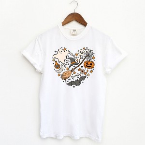 Simply Sage Market Women's Halloween Heart Short Sleeve Garment Dyed Tee - 1 of 2