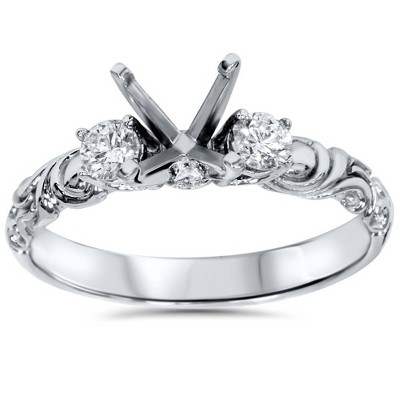Pompeii3 1/4ct Vintage Style Engagement Ring Setting 14K White Gold
