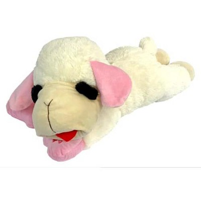 Multipet 48548456: Lamb Chop Dog Toy w/Pink Ribbon, Jumbo