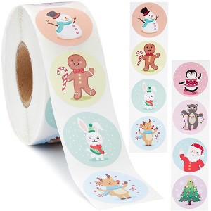 Blue Panda 1000 Pack Christmas Stickers, Assorted Designs Sticker Roll for Kids (1 in) - 1 of 4