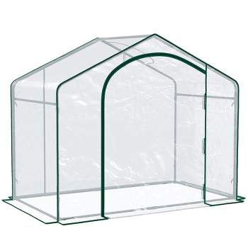 Outsunny 71'' x 39'' x 66'' Walk In Greenhouse Portable Hot House for Plants with Zippered Door and Top Window for Outdoor, Garden, Patio, PVC Cover