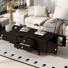 Modern MDF Coffee Table with Drawers,Rectangle Coffee Table with Hidden Storage Compartments,Wood Coffee Table for Living Room-Coolbibila - 2 of 4
