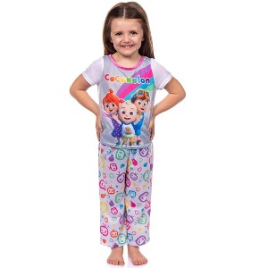 Seven Times Six CoComelon Toddler Girls' Rainbow Short Sleeve Shirt And Pants 2PC Pajama Set Multicoloured - 1 of 4