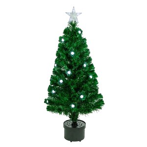 Northlight 3' Pre-Lit Color Changing Fiber Optic Artificial Christmas Tree with Balls - 1 of 4