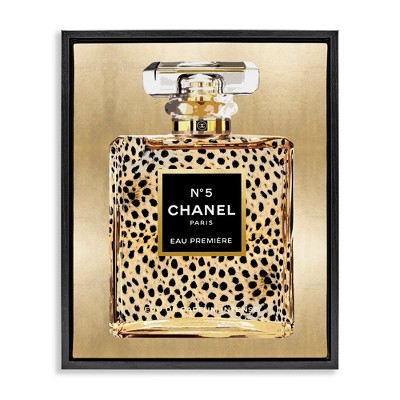 Stupell Industries Cheetah Pattern Perfume Black Framed Floater Canvas Wall Art