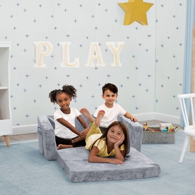 Cozy Convertible Sleeper Sofa for Kids in Soft Gray Fabric