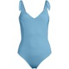 Lands' End Women's Chorine Resistant Tie Shoulder V-neck High Leg One Piece Swimsuit - 3 of 4