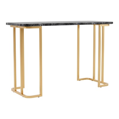 Trillick Faux Marble Top Sofa Table Gold/Black - miBasics