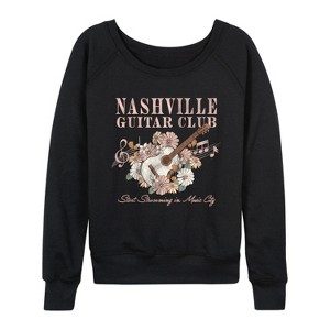 Women's - Instant Message - Nashville Guitar Lightweight French Terry Wide Neck Long Sleeve Graphic Shirt - 1 of 4