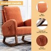 Modern High Back Armchair Rocking Chair, Upholstered Glider Chair With Side Pocket, Wooden Nursery Rocking Chairs - 2 of 4