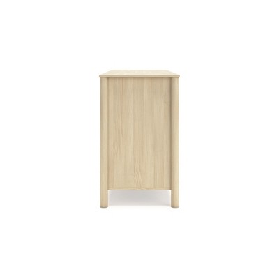 Cabinella Beige Six Drawer Dresser with Metallic Brown Knobs