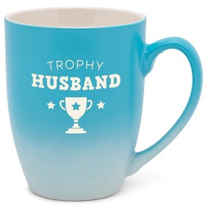 Elanze Designs Trophy Husband Two Toned Ombre Matte Teal and White 12 ounce Ceramic Stoneware Coffee Cup Mug - 1 of 4