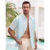 Men's Cotton Linen Shirts Relaxed Fit Short Sleeve Beach Button Down Shirt Button Up Pleats Guayabera Shirts - 2 of 4