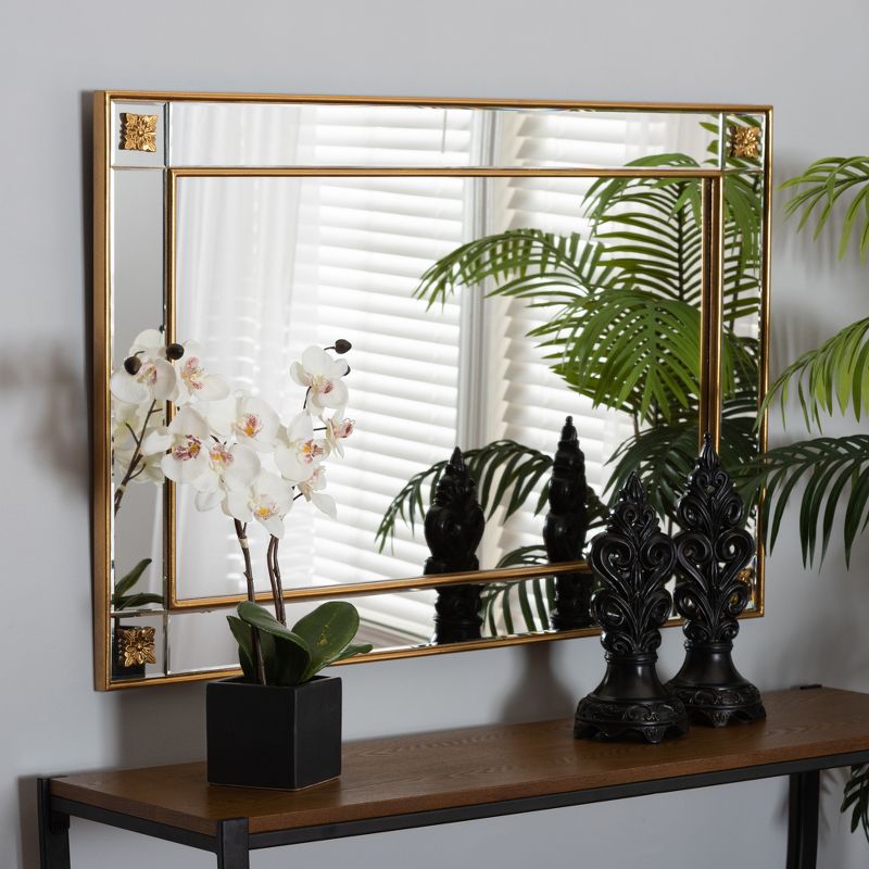 Baxton Studio Iara Modern Glam and Luxe Antique Goldleaf Finished Wood Accent Wall Mirror, 1 of 6