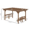 14' x 10' Outdoor Pergolaen Grill Gazebo with Bar Counters and Benches for Seating, Garden, Patio - 3 of 4