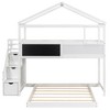 Twin over Full House Bunk Bed with Storage Staircase and Blackboard,White - 2 of 3