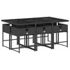 vidaXL Patio Dining Set with Cushions Table and Chairs Outdoor Poly Rattan - Black and Cream Glass 6-Piece - 4 of 4