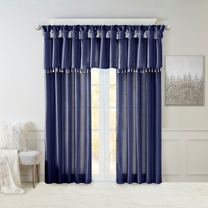 MAYEERTY 50x84" Twist Tab Lined Window Curtain Panel for Living Room Navy - 1 of 4