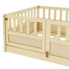 CAVINAS Twin Size Floor Beds for Kids,Wooden Toddler Bed with Support Slat,Fence&Door,Children's Floor Bed for Girls,Boys,Box Spring Required - 4 of 4