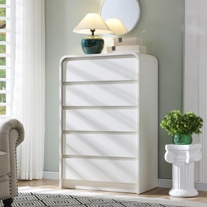 SinCiDo Modern 45" Tall Vertical Dresser with 5 Drawer Dresser,Curved Profile Designed with Natural Texture for Bedroom,Living Room - 1 of 4