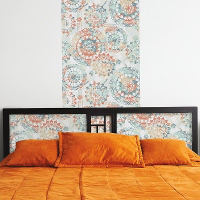 Coral and Blue Bohemian Peel & Stick Wallpaper