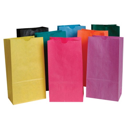 School Smart Flat Bottom Paper Bag, 6 x 11 in, Assorted Color, Pack of 28