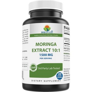 Brieofood Moringa Oleifera Extract 10:1 1500 mg - 180 Capsules - Non-GMO and Gluten Free Supplement - Moringa Leaf Green Superfood - 1 of 3