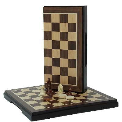 Toy Time Chess Board Walnut Book Style with Staunton Chessmen