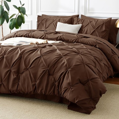 Der Rose BALHAM TRADE-Queen Comforter Set 7 Pieces Bedding with Comforter, Sheets, Pillowcases & Shams Brown-Queen 88"x88"