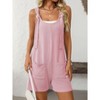 Women's Summer Casual Sleeveless Rompers Scoop Neck Striped Bib Shorts Jumpsuit Beach Overalls Vacation Outfit Clothes - 3 of 4