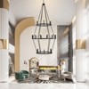 PAKOKULA Modern 24-Light Black 3-Tier Wagon Wheel Farmhouse Industrial Chandelier Rustic Candle Pendant Light - 3 of 4