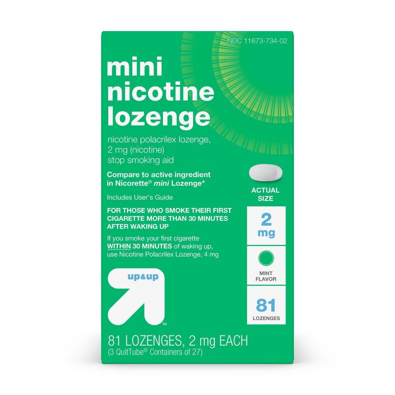 Nicotine 2mg Mini Lozenge Stop Smoking Aid - Mint - up & up™, 1 of 7