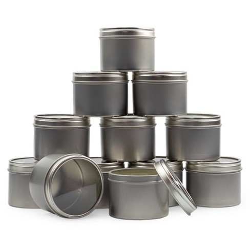 Cornucopia Brands 4oz Round Metal Tins w/View Window Lids, 12pk; Silver Party Favor Tins w/ Clear Lids - image 1 of 4