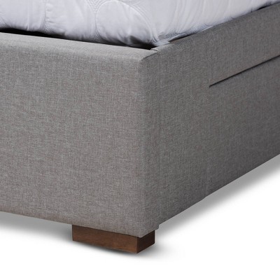 Leni King-Sized Light Grey Upholstered Bed Frame with Storage Drawers
