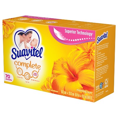 Suavitel Complete Scented Fabric Conditioner Dryer Sheets for Laundry - Morning Sun - 70 ct