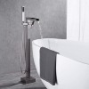 Bathroom Freestanding Waterfall Tub filler Brushed Nickel Floor Mount Faucet with Hand Shower - 2 of 4