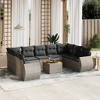vidaXL 10 Piece Patio Sofa Set with Cushions Gray Poly Rattan - Gray 2x Corner + Table + 5x Middle - 2 of 4