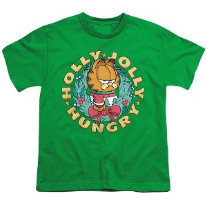 Boys' Garfield Holly Jolly Hungry Christmas Wreath T-Shirt - 1 of 4