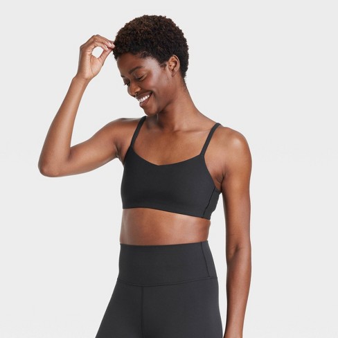 Women's Everyday Soft Light Support Strappy Sports Bra - All In Motion™  Black M