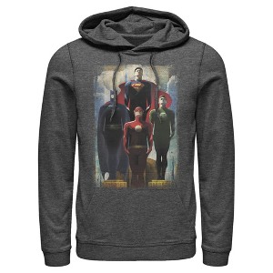 Men's Justice League Hero Artistic Poster Pull Over Hoodie - 1 of 3