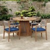 NAYSAYE Patio Chaise Lounges Outdoor Acacia Wood Braided Chair Set with Dining Table for Garden Deck Patio, Beige and Navy, 47.25"*47.25"*29.75" - 2 of 4