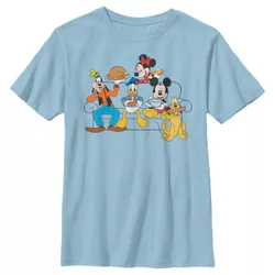 Boy's Mickey & Friends Friendsgiving Celebration  T-Shirt - Light Blue - X Small