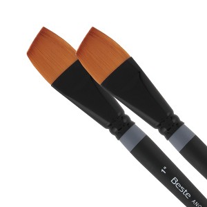 Creative Mark Beste Golden Taklon Angular Curve #5x0 - 2 Pack Artist Brush, Professional Watercolor Brushes, For Acrylic Painting, Short Handle, Sharp - 1 of 4