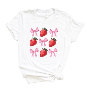 Simply Sage Market Women's Strawberry Coquette Bow Chart Short Sleeve Graphic Tee - 1 of 3