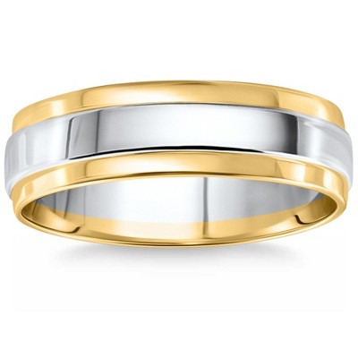 Pompeii3 Mens 14K Gold Two Tone High Polished Wedding Band New