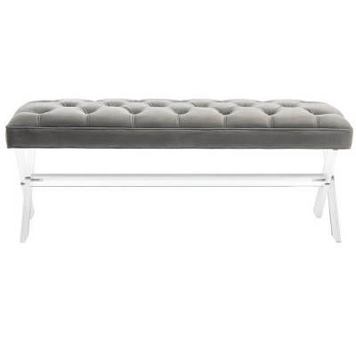 Tourmaline Tufted Acrylic Bench - Dark Grey - Safavieh